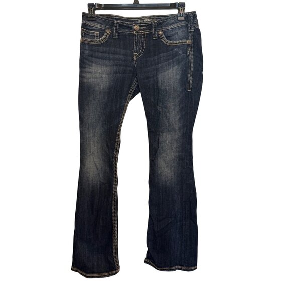 Silver Jeans Co Pioneer Womens Bootcut Jeans W28/L31 Dark Wash Contrast Stitch - Picture 2 of 7